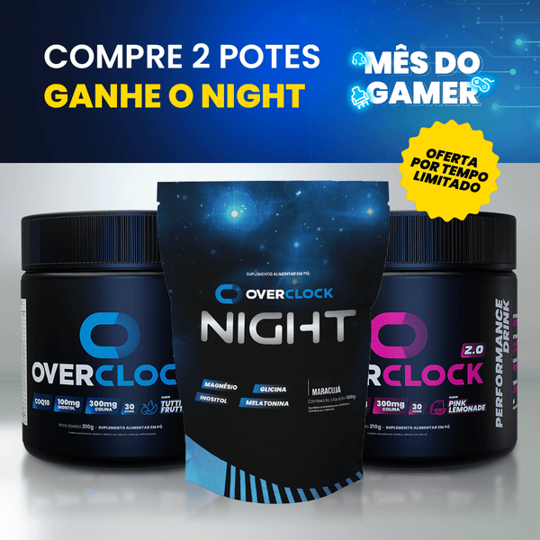 Kit Duplo Overclock 2.0 Foco para o Dia 420g GANHE Overclock Night Bem-Estar Noturno