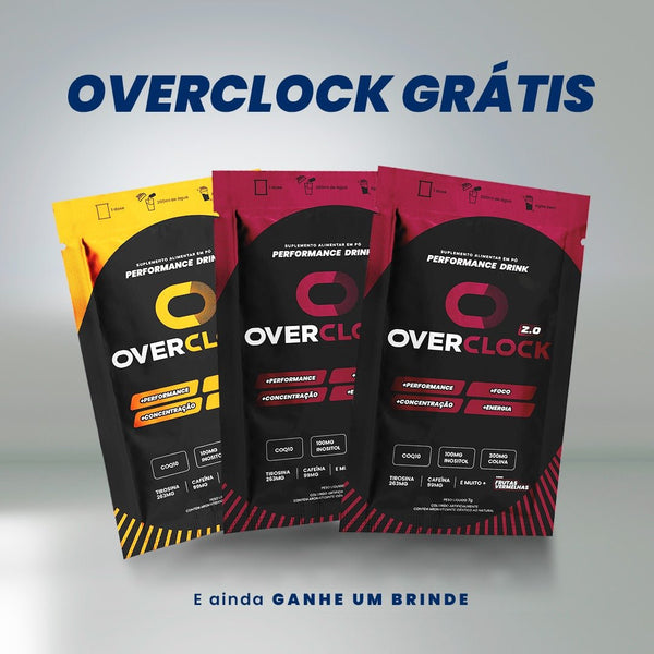 Kit 3 Sachês Overclock 2.0 Foco Energia Performance 21g e Ainda Ganhe um Brinde