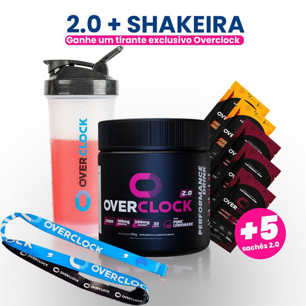 Kit CARNAVAL Overclock 2.0 210g Foco Energia e Performance Grátis Shaker e Sachês + Tirante