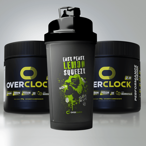 Kit Duplo Overclock 2.0 Potes 420g com Shaker Edição CS Overshot Concentração Energia Performance