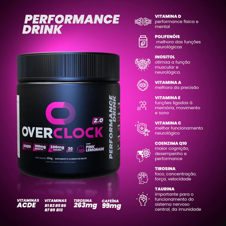 Overclock 2.0 (Pote 30 Doses) - Performance Drink | Beba Overclock